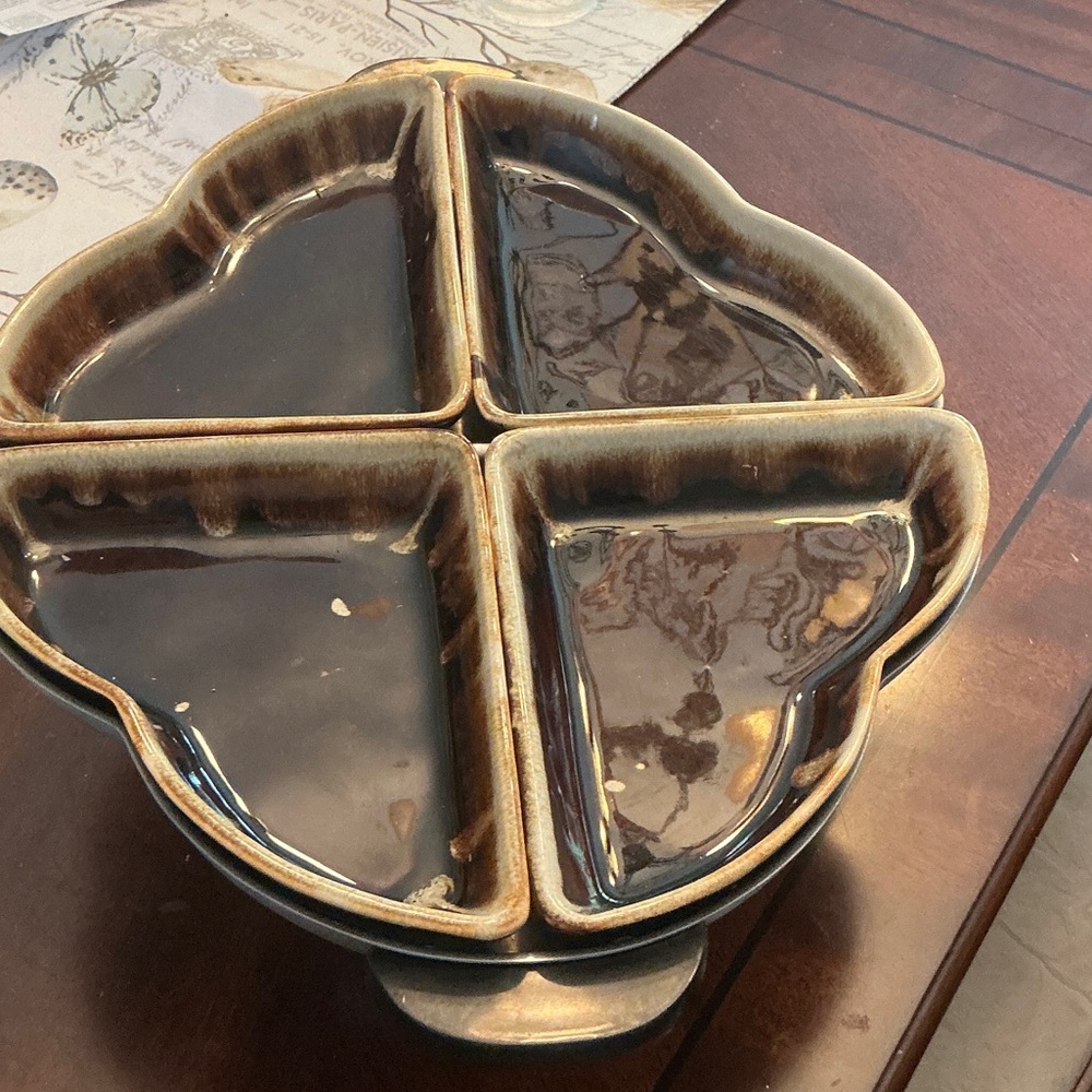 Brown Ceramic Divided Serving Dish